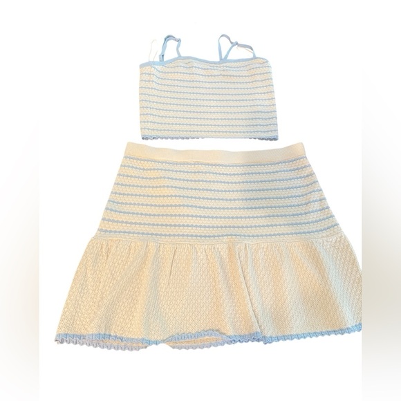 Freshman199 baby Blue and White Striped Two-Piece Set Net design - Picture 1 of 12